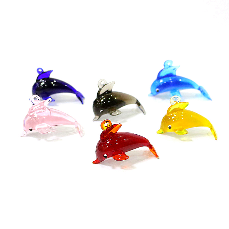 Marine Aquarium Design - Niedlicher Delphin Charme Glas Anhänger Miniatur